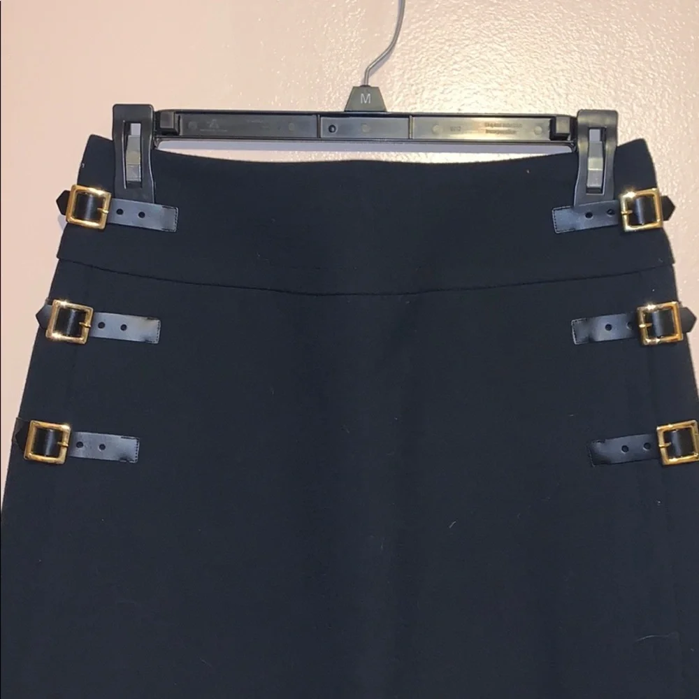 etcetera black double slits buckled pencil skirt M